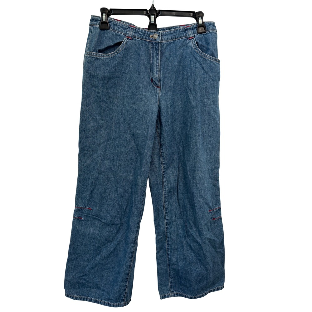 J. Jill Wide Leg Jeans Women's Size 6 Medium Wash Cotton Denim Coastal Grandma